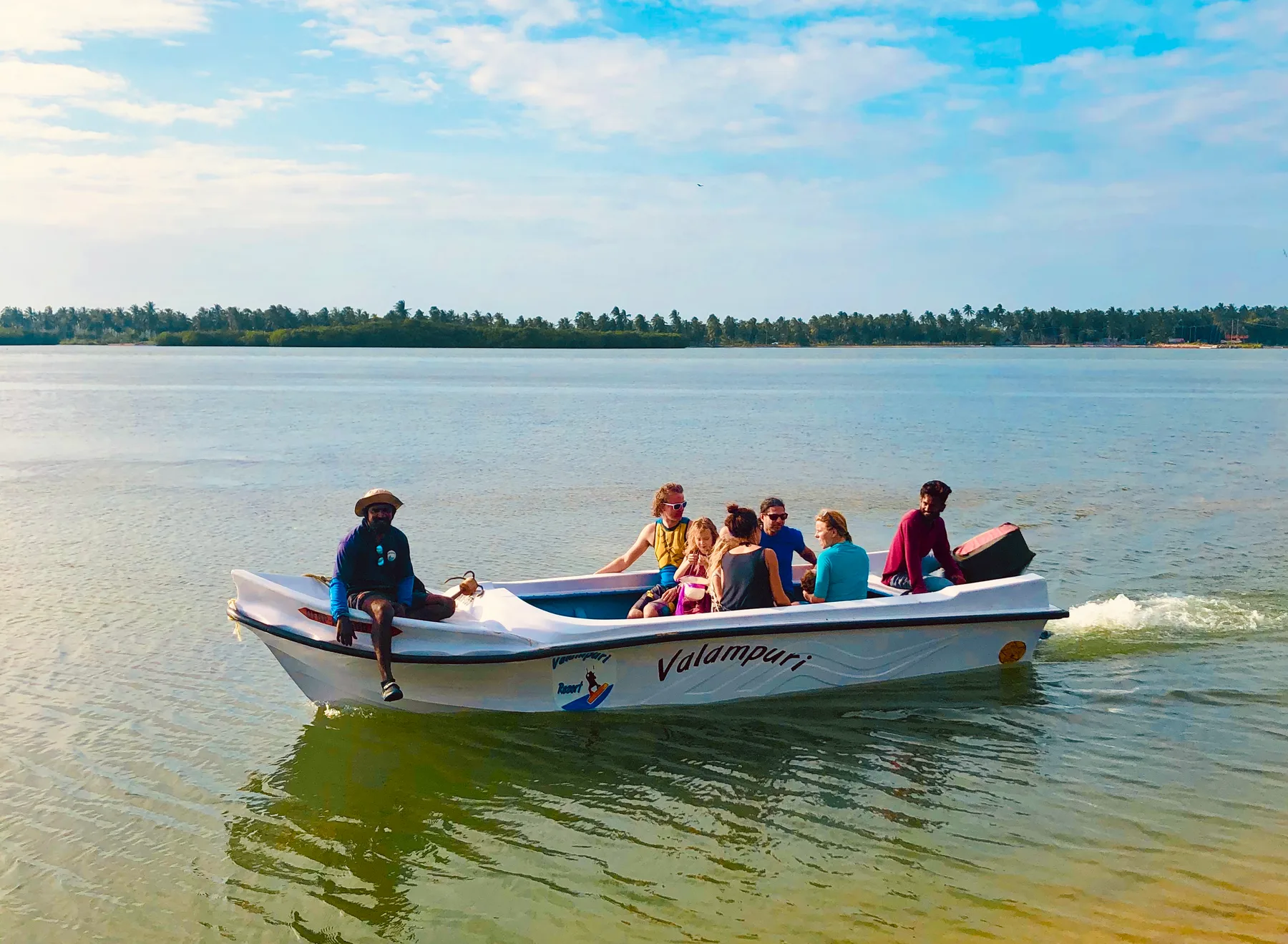 A Valampuri boat carrying guests across Kalpitiya Lagoon