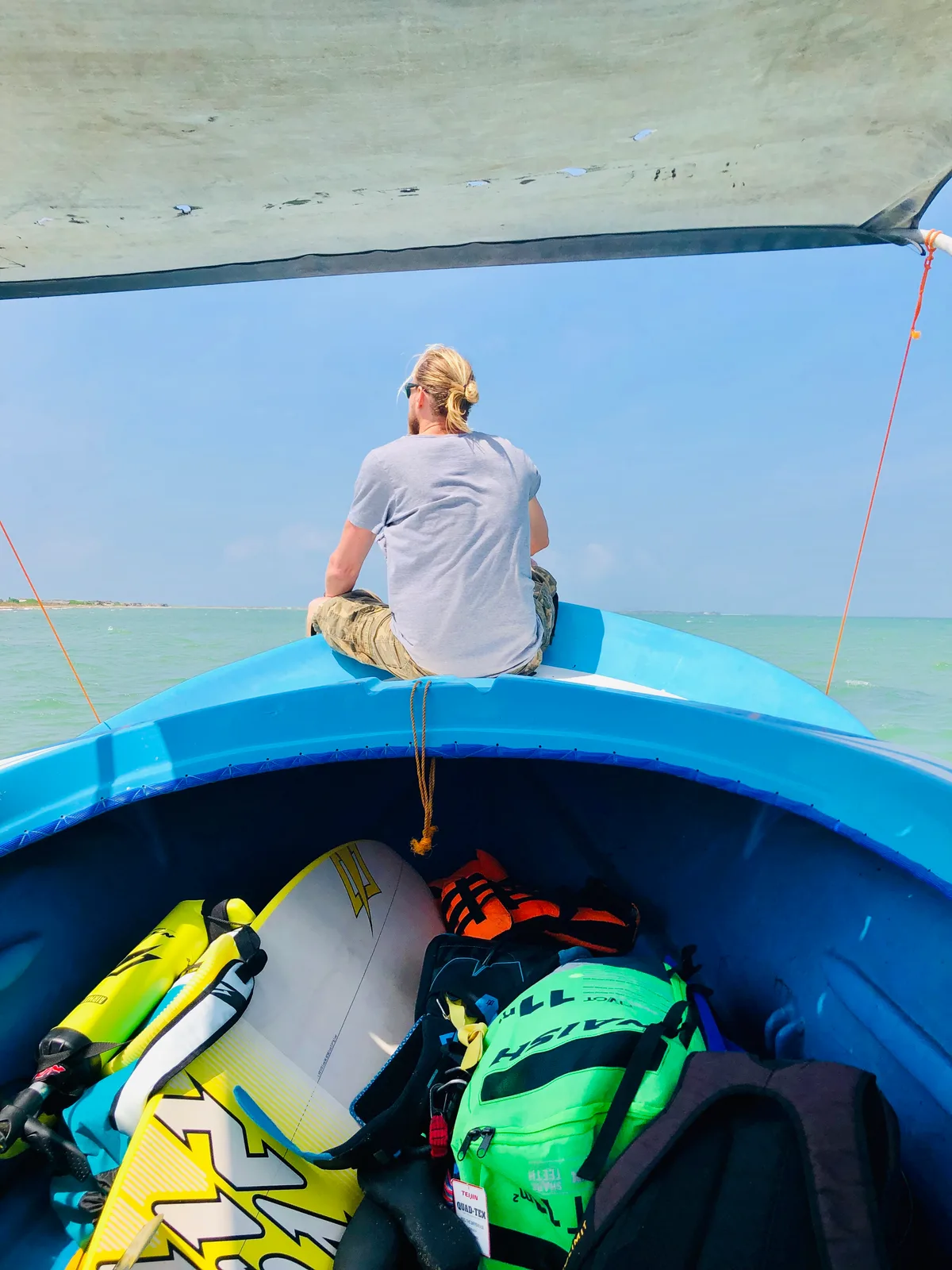 View from a Valampuri boat heading out across Kalpitiya Lagoon